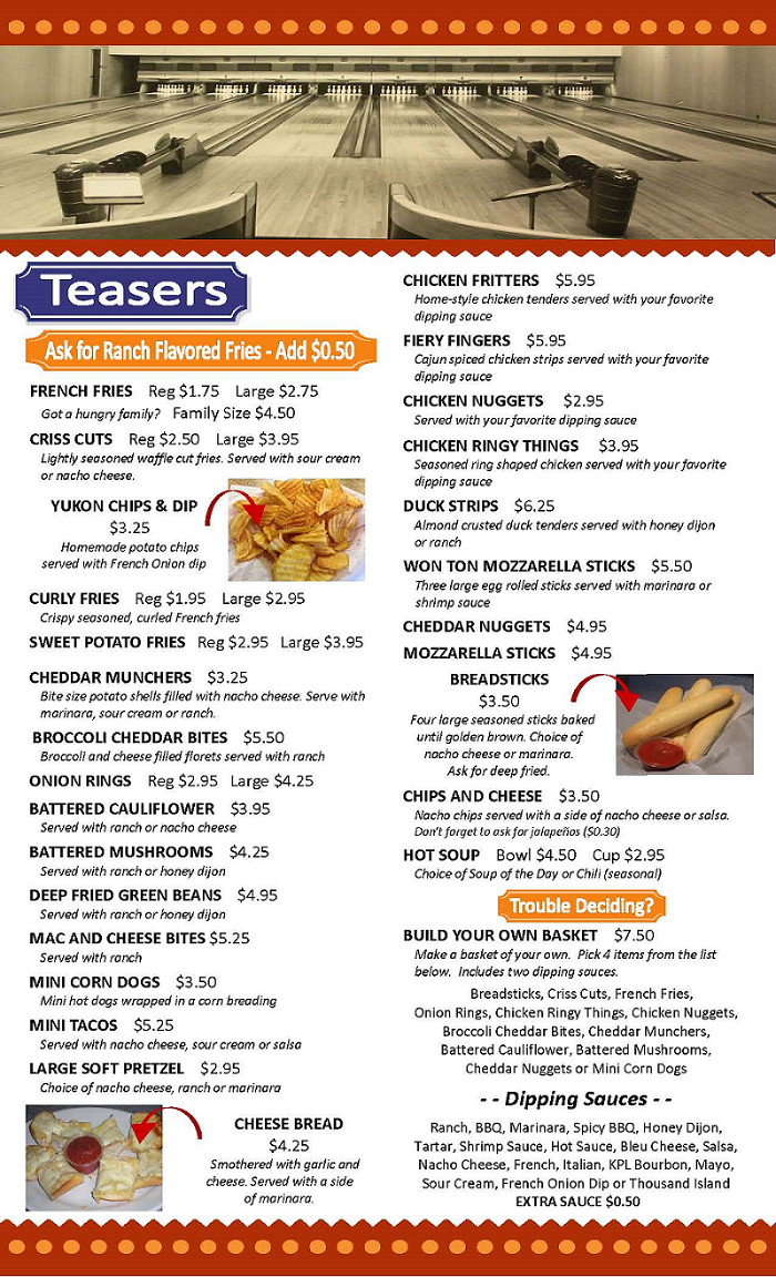 King Pin Lanes > FOOD MENU > MENU